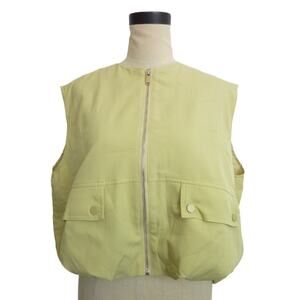 NWT Commense Oversized Boxy Zippered Cargo Vest Pale Green XS
